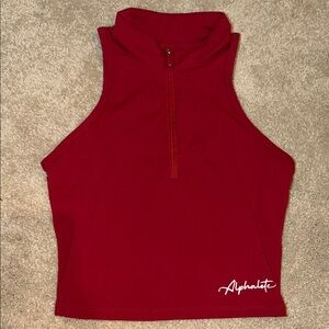 Alphalete Red High-Neck Zip Athletic Crop Top